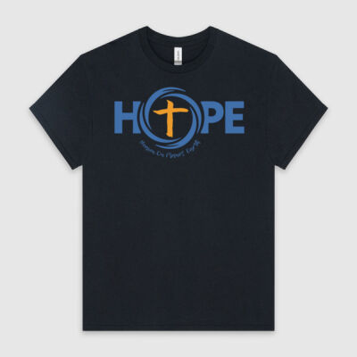 HOPE, Heaven on Planet Earth in Blue and Yellow Unisex Tee Thumbnail