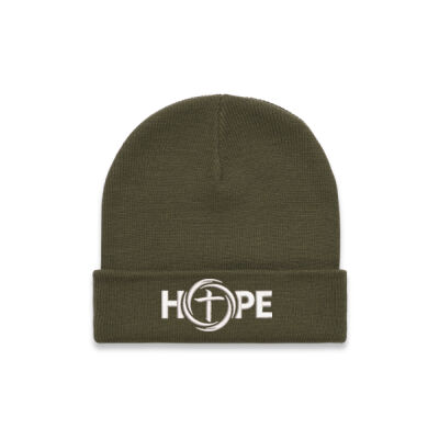 White HOPE Embroidered on One Size Beanie Thumbnail