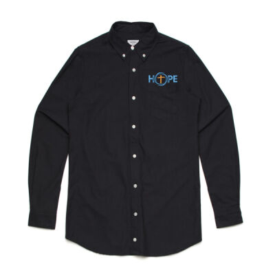 Embroidered HOPE Right Chest Men's Oxford Shirt Thumbnail