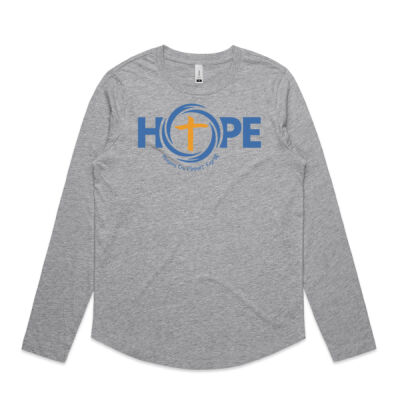Blue HOPE Ladies long Sleeve Curve Hem T Shirt  Thumbnail