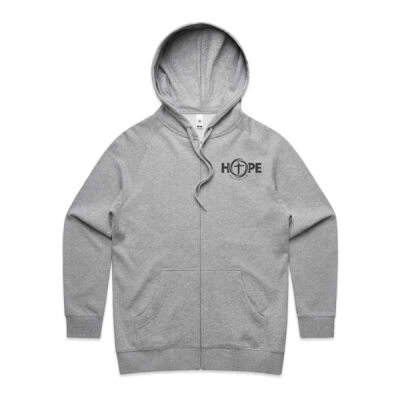 Black HOPE Ladies Zip Up Hoodie Kangaroo Pockets  Thumbnail
