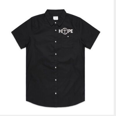 White HOPE Logo Embroidered Left Chest S/S Cotton Shirt Thumbnail