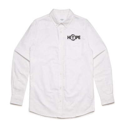 Black HOPE Embroidered Long Sleeve Cotton Oxford Shirt Thumbnail